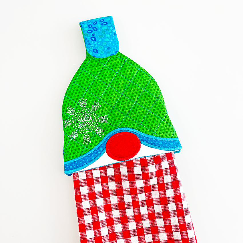 Gnome Oven Mitt & Tea Towel Topper Set In the hoop machine embroidery designs