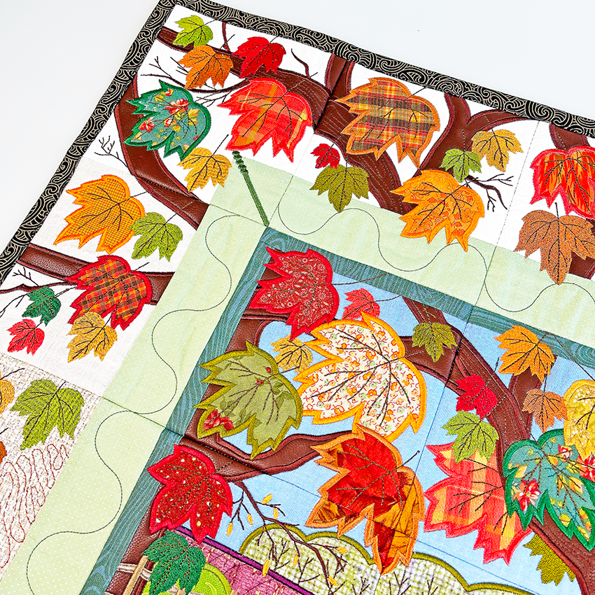 An Autumn Day Quilt 4x4 5x5 6x6 7x7 8x8 In the hoop machine embroidery designs