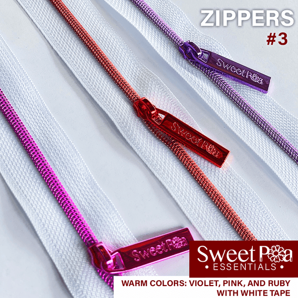 Sweet Pea #3 Zippers - WHITE/WARM COLOURS - Sweet Pea