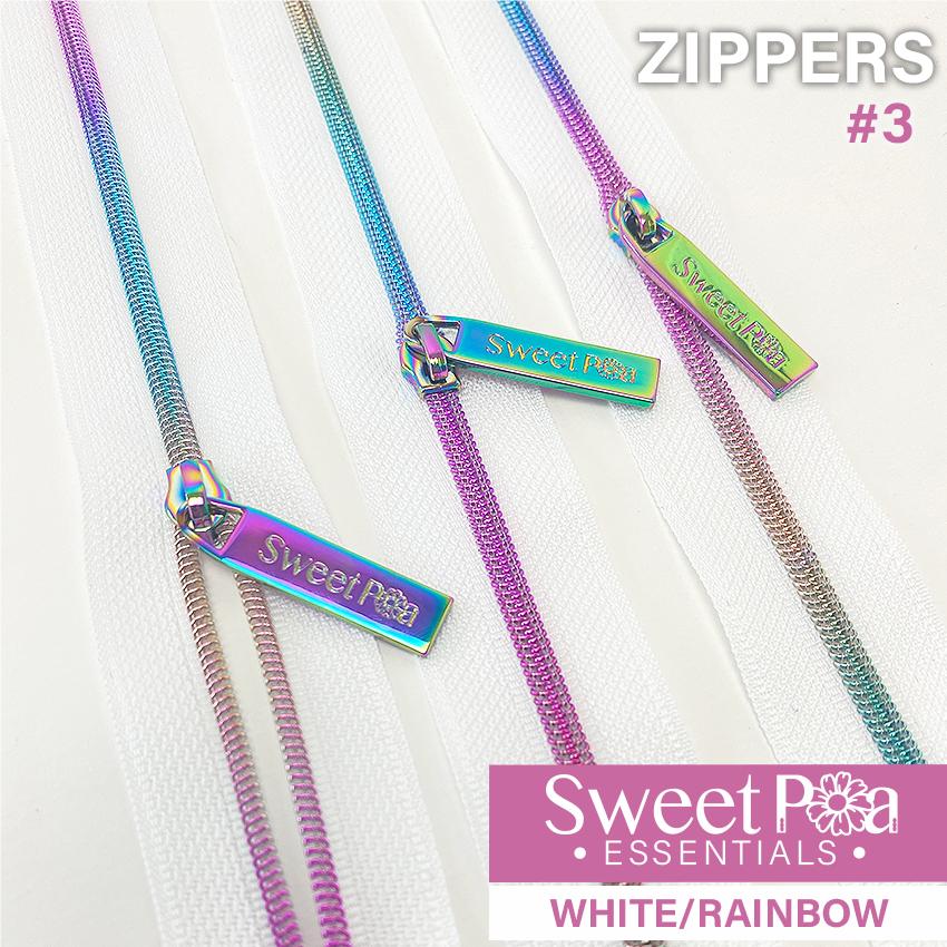 Sweet Pea #3 Zippers - WHITE/RAINBOW - Sweet Pea Australia In the hoop machine embroidery designs. in the hoop project, in the hoop embroidery designs, craft in the hoop project, diy in the hoop project, diy craft in the hoop project, in the hoop embroidery patterns, design in the hoop patterns, embroidery designs for in the hoop embroidery projects, best in the hoop machine embroidery designs perfect for all hoops and embroidery machines