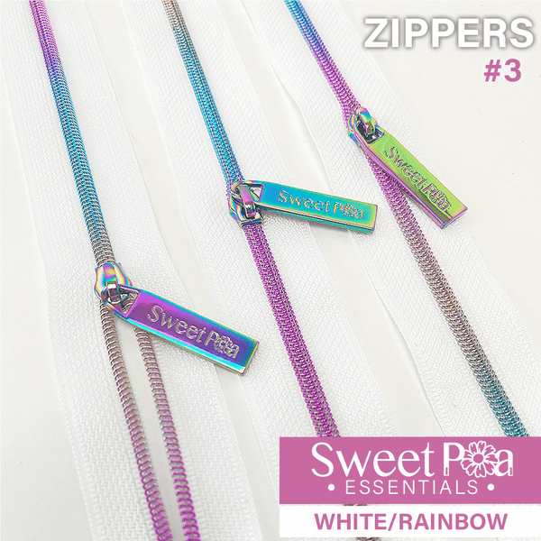 Sweet Pea #3 Zippers - WHITE/RAINBOW - Sweet Pea