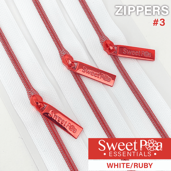 Sweet Pea #3 Zippers - WHITE/RUBY - Sweet Pea