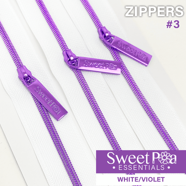 Sweet Pea #3 Zippers - WHITE/VIOLET - Sweet Pea