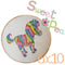 Zebra rainbow cross stitch in the 6x10 hoop - Sweet Pea